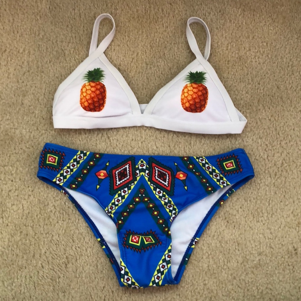 Pineapple top and matching Aztec print bottom